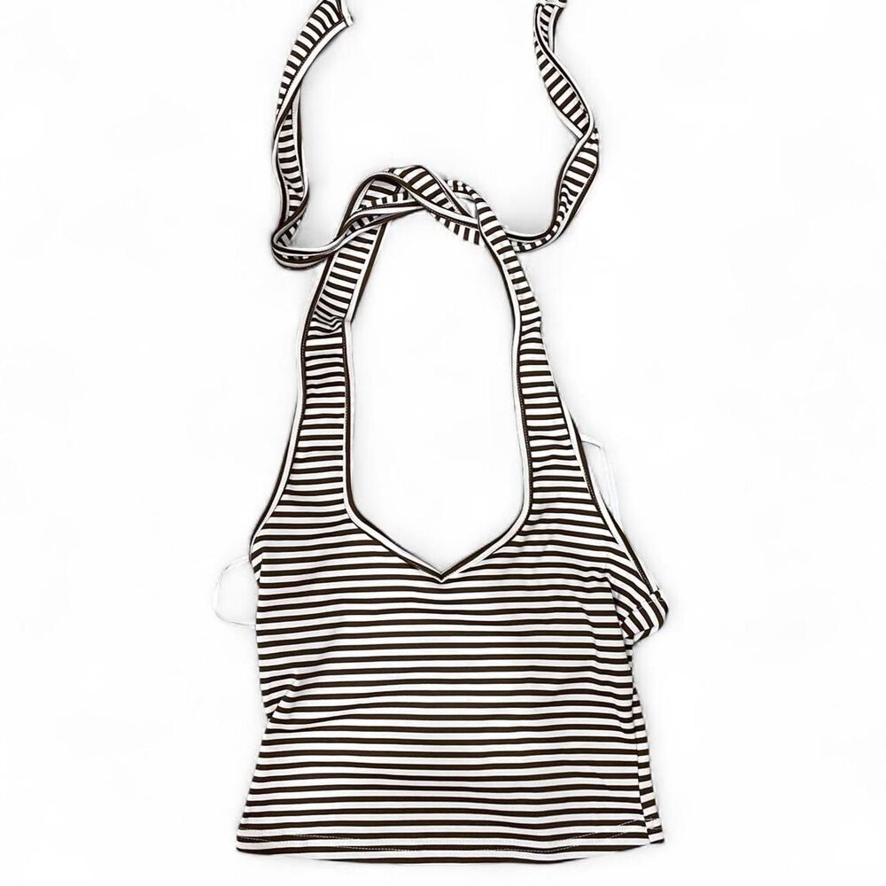 Unbranded Women's Brown and White Crop-top